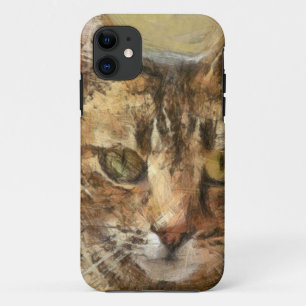Tabby Cat Pencil Schets iPhone 11 Hoesje