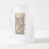 Tabby Cat Pencil Schets Matglas Bierpul (Voorkant links)