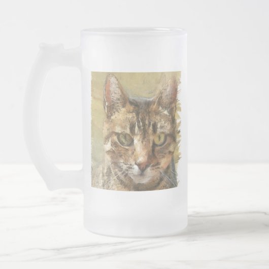 Tabby Cat Pencil Schets Matglas Bierpul (Links)