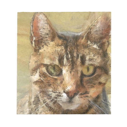 Tabby Cat Pencil Schets Notitieblok (Voorkant)