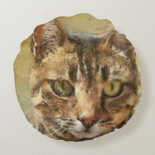 Tabby Cat Pencil Schets Rond Kussen