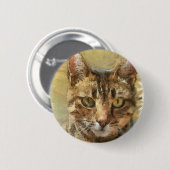 Tabby Cat Pencil Schets Ronde Button 5,7 Cm (Voorkant /achterkant)