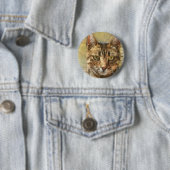 Tabby Cat Pencil Schets Ronde Button 5,7 Cm (In situ)
