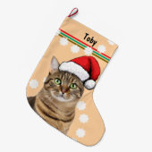 Tabby Cat Personal Pet Grote Kerstsok (Voorkant (Hangend))