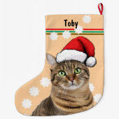Tabby Cat Personal Pet Grote Kerstsok (Achterkant)