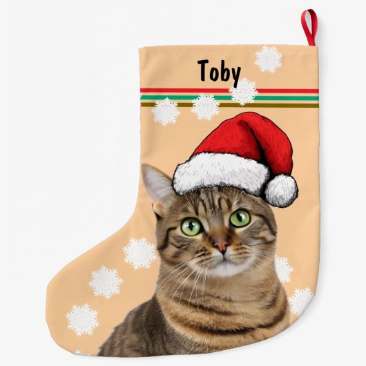 Tabby Cat Personal Pet Grote Kerstsok (Achterkant)
