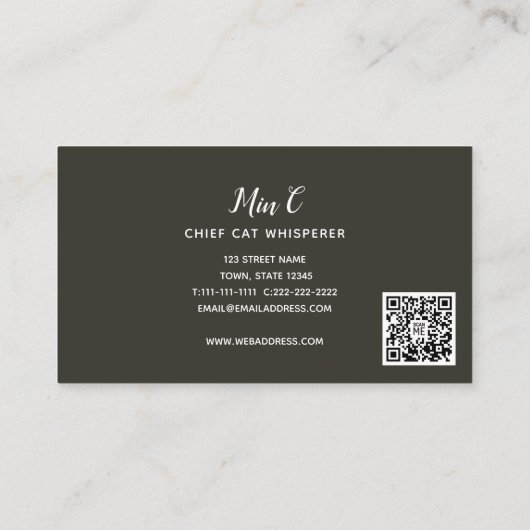 Tabby Cat Pet Sitting QR-code Visitekaartje (Achterkant)