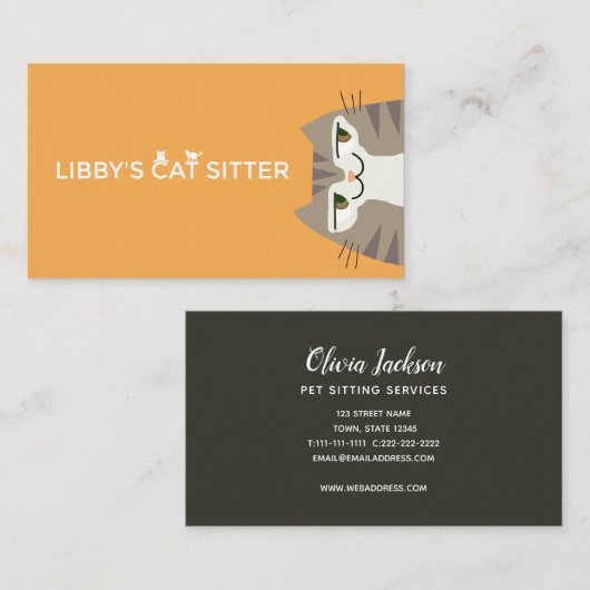 Tabby Cat Pet Sitting Visitekaartje (Voorkant / Achterkant)