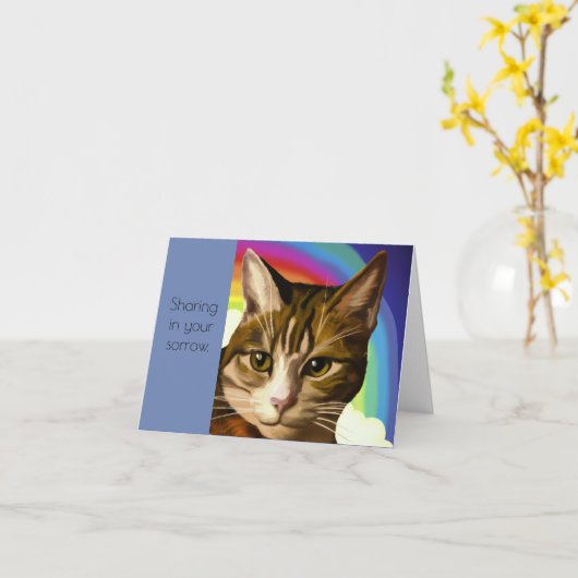 Tabby Cat Pet Sympathcard Kaart (Gele Bloem)