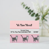 Tabby Cat Pink New Address Briefkaart, we verplaat Briefkaart (Staand voorkant)