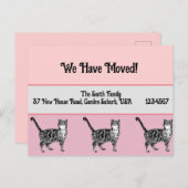 Tabby Cat Pink New Address Briefkaart, we verplaat Briefkaart (Voorkant / Achterkant)