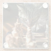 Tabby Cat Pplay Chess Glazen Onderzetter (Achterkant)
