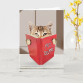 Tabby Cat Reading Book for Birthday Kaart (Gele Bloem)