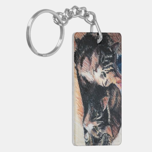 Tabby Cat Rectangle Sleutelhanger,  Sleutelhanger (Voorkant Links)