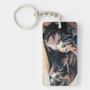 Tabby Cat Rectangle Sleutelhanger,  Sleutelhanger
