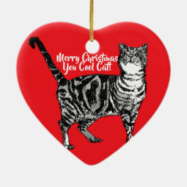 Tabby Cat Red Kerstmis Cool Childs Decoration Keramisch Ornament