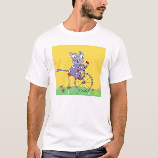 Tabby Cat Ride Bicycle T-shirt (Voorkant)