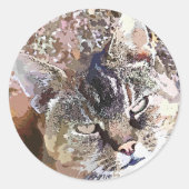TABBY CAT RONDE STICKER (Voorkant)