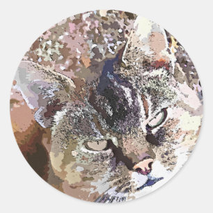 TABBY CAT RONDE STICKER