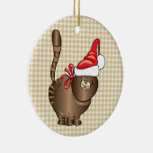 Tabby Cat Santa Keramisch Ornament (Rechts)