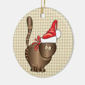 Tabby Cat Santa Keramisch Ornament (Links)