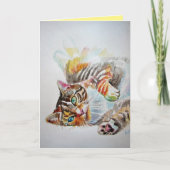 Tabby Cat Schattigee Katten Aquarel Verjaardag Kaa Kaart (Voorkant)