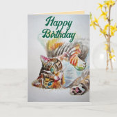 Tabby Cat Schattigee katten houden van aquarel ver Kaart (Gele Bloem)