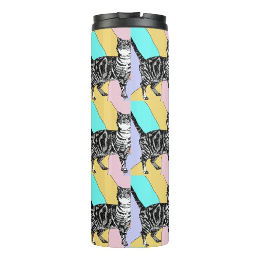 Tabby Cat Schattigee Katten Pastel Waterverf Pet a Thermosbeker (Achterkant)