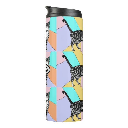 Tabby Cat Schattigee Katten Pastel Waterverf Pet a Thermosbeker (Geroteerd rechts)