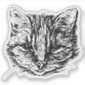 Tabby Cat Sketch Sticker (Voorkant)
