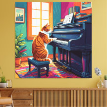 Tabby Cat speelt piano