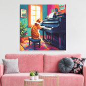 Tabby Cat speelt piano Canvas Afdruk (Insitu (Woonkamer))