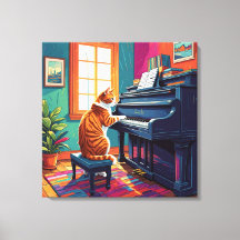 Tabby Cat speelt piano