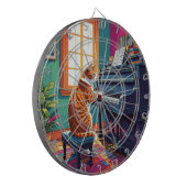 Tabby Cat speelt piano Dartbord (Voorkant Links)