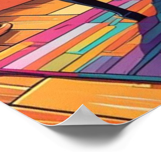 Tabby Cat speelt piano Poster (Hoek)