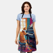 Tabby Cat speelt piano Schort (Gedragen)