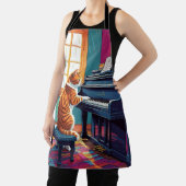 Tabby Cat speelt piano Schort (Insitu)