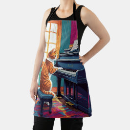 Tabby Cat speelt piano Schort