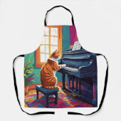 Tabby Cat speelt piano Schort (Voorkant)