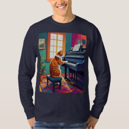 Tabby Cat speelt piano T-shirt