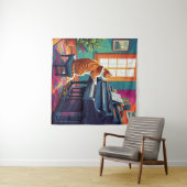 Tabby Cat speelt piano Wandkleed (In Situ (horizontaal))