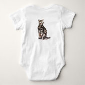 Tabby cat sumie waterverf & inkschilderij romper (Achterkant)