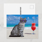 TABBY CAT-SUNLASSEN OP DE BEACH-BRIEFKAARTEN BRIEFKAART (Voorkant / Achterkant)
