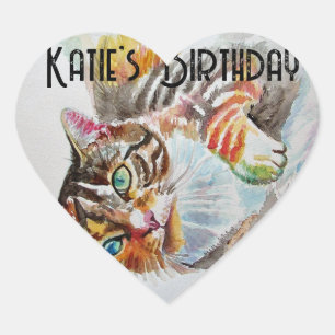 Tabby Cat Tabbies Feline Pet Waterverf Birthday H Hart Sticker