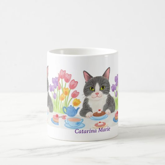 Tabby Cat Tea Party Mug Koffiemok (Center)