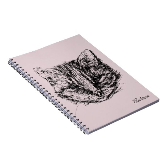 Tabby Cat Tekening Aangepaste kleur Aangepast, aan Notitieboek (Rechterzijde)