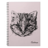 Tabby Cat Tekening Aangepaste kleur Aangepast, aan Notitieboek (Voorkant)