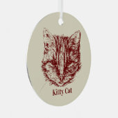 Tabby Cat Tekening Aangepaste kleur Aangepaste naa Metalen Ornament (Voorkant Rechts)