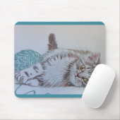 Tabby Cat Tekening Blauwgroen katten Computer Mous Muismat (Met muis)