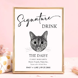 Tabby Cat Trouwhandtekening Drink Teken Poster
